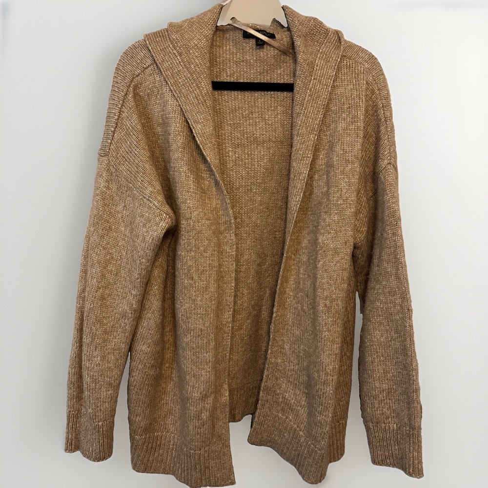 Banana Republic Womens Hooded Open Cardigan Sweater Caramel Tan L RN54023